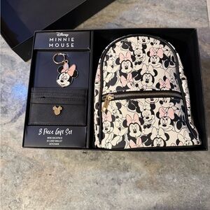 Disney Minnie Mouse Backpack Set - Black and Pink